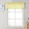 Chyhomenyc Sheer Valances for Windows - Light Filtering Small Window Curtains for Living Room Bathroom Cafe Laundry Basement, Modern Dual Rod Pocket Voile Curtain, 42Wx14L inches, Light Yellow, 2 PCS