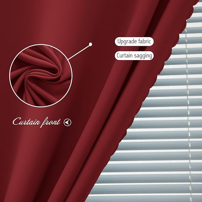 Self Adhesive Curtains, Stick Curtain Blackout Shades Window Cover Curtains for Living Room No Drilling, 59" W X 96" L, Burgundy, 1 Panel