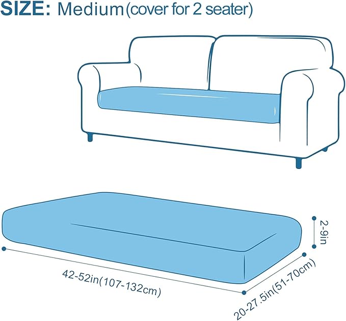 Smiry Printed Couch Cushion Covers, Stretch Soft Couch Covers for Sofa, Washable Non-Slip Sofa Slipcover Furniture Protector for Indoor and Outdoor (Medium, Cream)