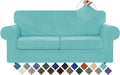 WEERRW Velvet Couch Covers for 2 Cushion Couch Sofa - High Stretch Luxury Velvet Plush 3 Pieces Sofa Slipcovers with Elastic Bottom, Furniture Protector for Pets, Machine Washable, Aqua, Medium