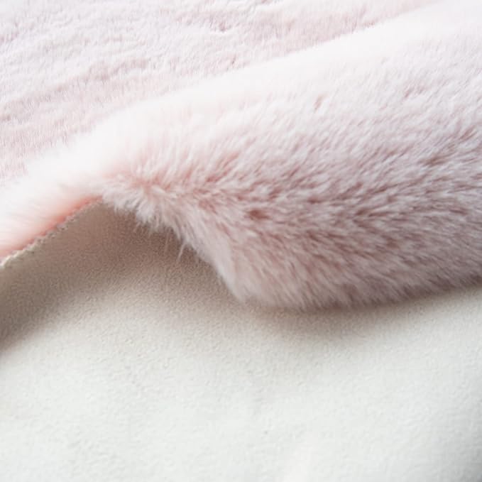 ORINOVA Pink Fuzzy Faux Rabbit Washable Fur Rug for Girls Bedroom 4x6 Shag Area Rugs for Living Room Boho Nursery Rug