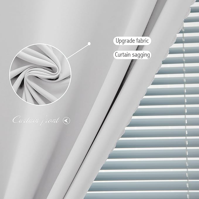 Blackout Curtains for Bedroom Sticky Curtain Blackout Window Cover Self Adhesive Curtains Rod No Drillng, 59" W X 96" L, Light Grey, 1 Panel
