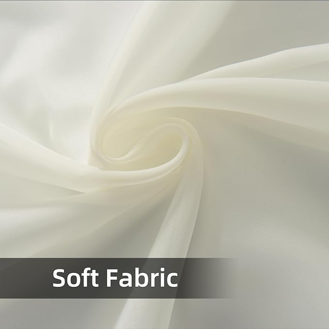 youleyar Solid Sheer Rod Pocket Curtain Voile Draperies 2 Panels White Beige Black Grey Coffee 38 Inch Width 84 Inch Long 1 Pair for Kitchen Bedroom Children Living Room Yard(Ivory,38Wｘ83L)