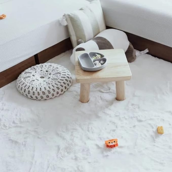Ghouse Ultra Soft Faux Rabbit Fur Rug 3x5, Machine Washable Area Rugs for Bedroom Fluffy Rugs for Living Room, No-Shedding Carpet Sheepskin Rug White