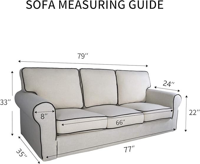 PureFit Super Stretch Sofa Slipcover – Spandex Non Slip Soft Couch Sofa Cover, Washable Furniture Protector with Non Skid Foam and Elastic Bottom for Kids, Pets （Sofa, Ivory）