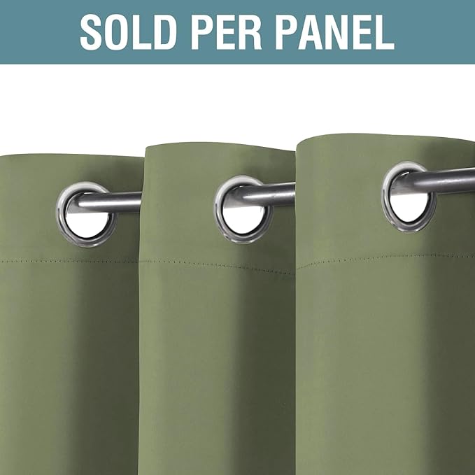 H.VERSAILTEX Blackout Curtain for Living Room Thermal Insulated Window Treatment Curtain Extra Long 84 inch Length Energy Saving Solid Grommet Top Blackout Drape, One Panel, Sage, 52" W x 84" L