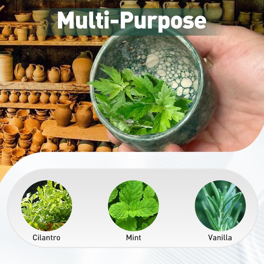 Pottery Herb Stripper Bowl, 2025 Upgrade Pottery Herb Stripper Cup Ceramic Herb Peeling Cup, Handmade Different Round Hole Sizes Suitable for Peeling Off The Leafy Assembly (A)