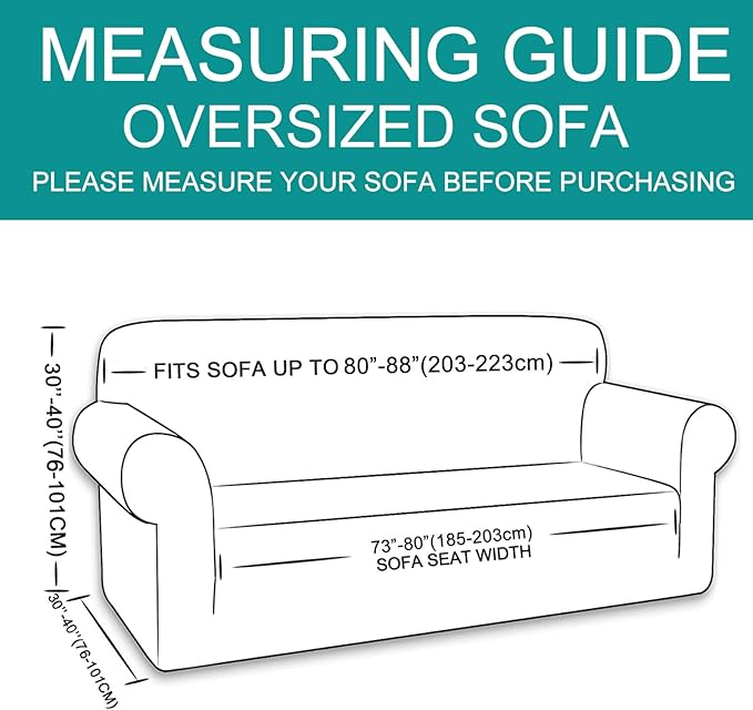 U-NICE HOME Stretch Couch Cover Sofa Cover Sofa Slipcover Furniture Protector for 4 Cushion Couch Sofa Pet Friendly(Oversized Sofa, Beige)