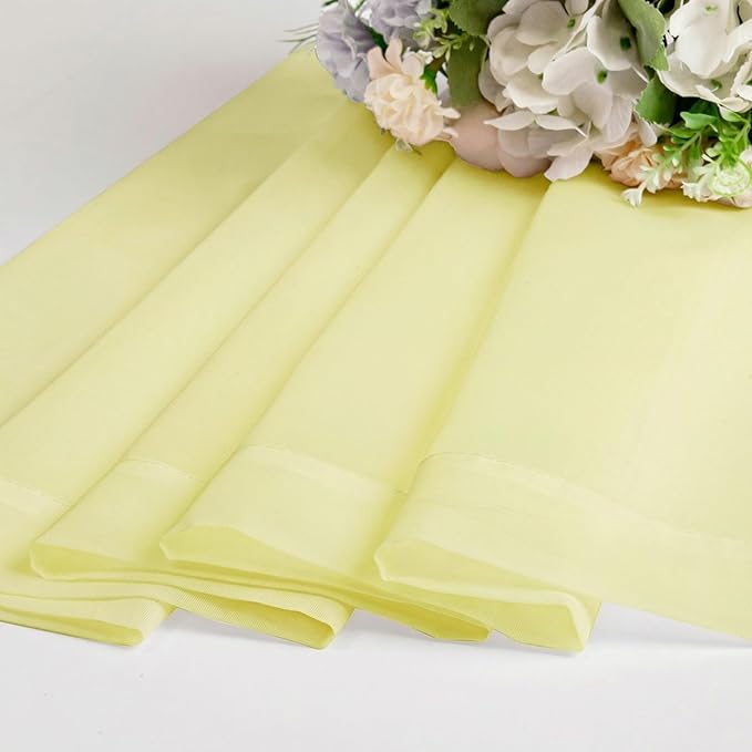 OWENIE Sheer Curtains 72 Inches Long 2 Panels Set, Modern Light Filtering Sheer Curtain Rod Pocket Clear Drapes for Window Sliding Door, Light Yellow, 2 Pcs Each 42 x 72 Inch