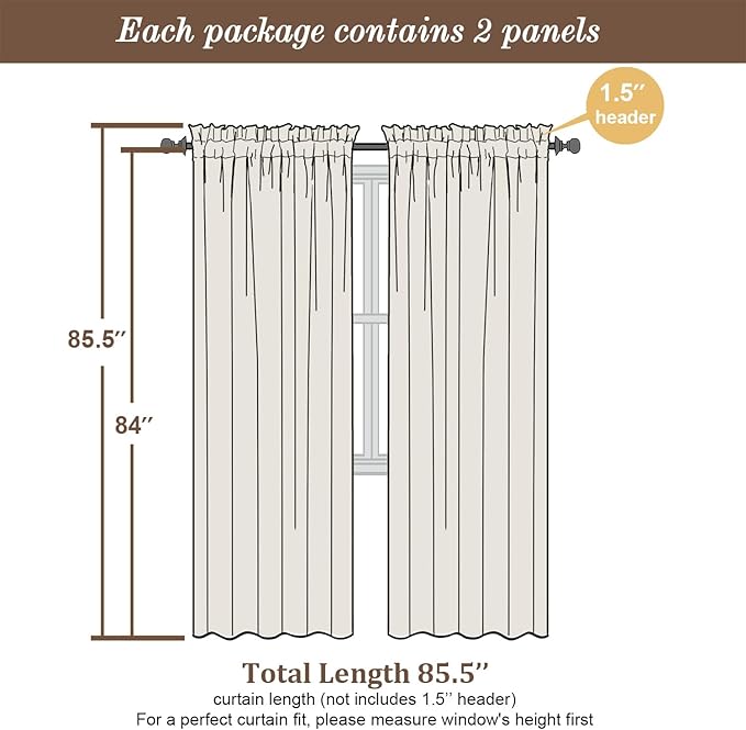 Chyhomenyc Chocolate Brown Sheer Curtains 84 Inches Long, Light Filtering Sheer Curtains for Living Room Bedroom, 42x84 Inches， 2 Pieces