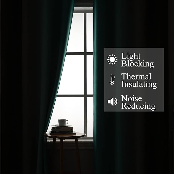 Estelar Textiler Brown and Teal Blackout Curtains & Drapes for Bedroom, Thermal Insulated Ombre Blackout Drapes, Room Darkening Energy Saving Curtains for Living Room, 42Wx63L, 2 Panels