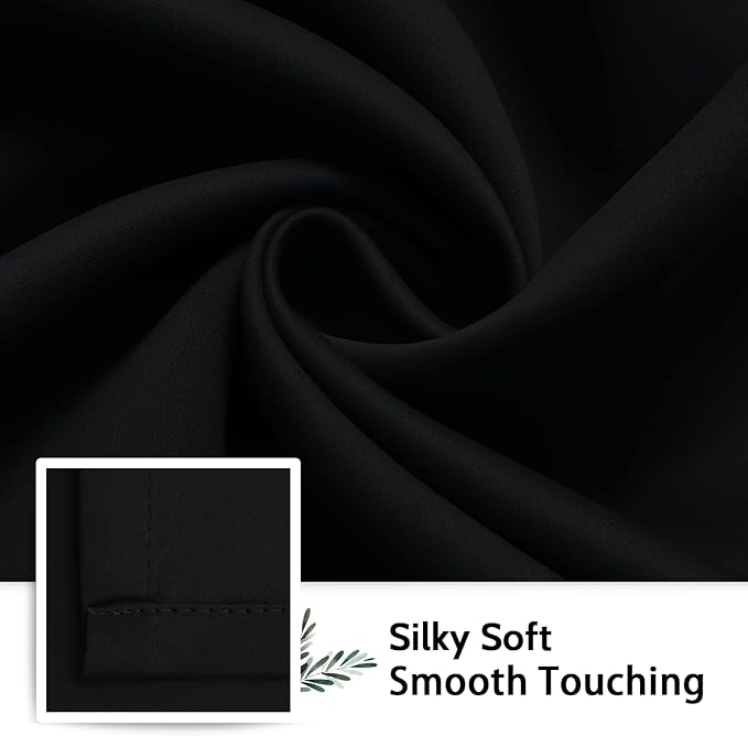 SimpleHome 100% Blackout Curtains for Bedroom,Thermal Insulated Black Grommet Window Drapes Room Darkening Curtains for Living Room with Black Back,52 x 54 Inch,2 Panels