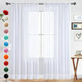 SpaceDresser Sheer Voile Window Treatment Rod Pocket Curtain Panels for Kitchen Bedroom Living Room Drapes Sunlight Filtering Privacy Semi Home Decor Assorted (White, 52 W x 118 L)