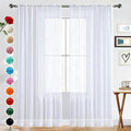 SpaceDresser Basic Rod Pocket Sheer Voile Window Curtain Panels White 1 Pair 2 Panels 52 Width 63 Inch Long for Kitchen Bedroom Children Living Room Yard(White,52 W x 63 L)