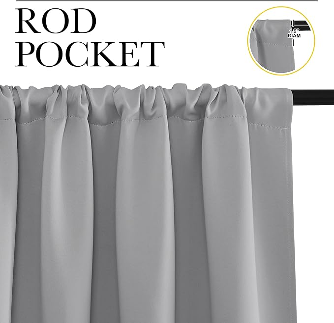 NICETOWN RV Blackout Curtains for Camper Windows, Short Room Darkening Drapes for Kitchen, Home Decoration Thermal Insulated Blackout Blinds for Small Windows (Silver Grey, 2 Panels, W29 x L40)