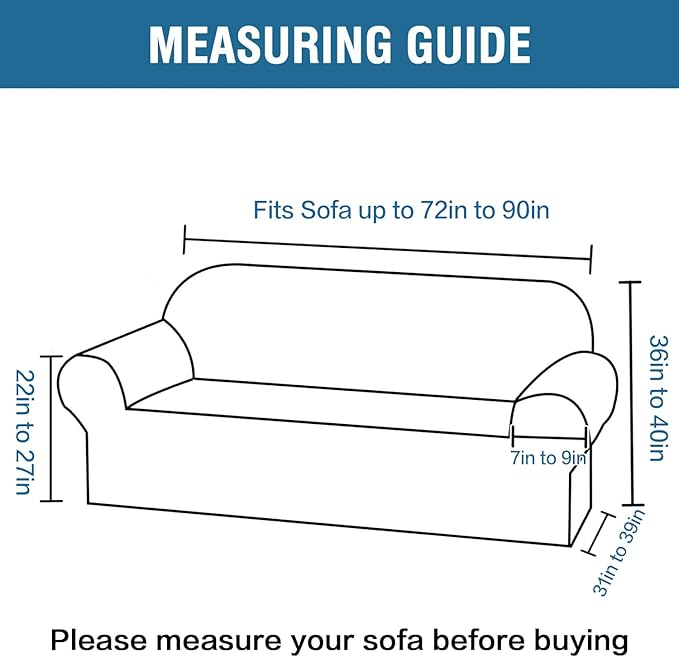 H.VERSAILTEX Stretch Velvet Sofa Covers for 3 Cushion Couch Covers Sofa Slipcovers Furniture Protector Soft with Non Slip Elastic Bottom, Crafted from Thick Comfy Rich Velour (Sofa 72"-90", Ivory)