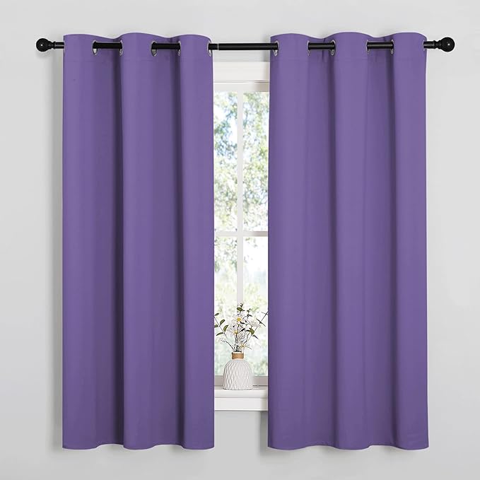 NICETOWN Room Darkening Curtains for Kitchen, Lilac Purple, Set of 2, 42 inches Wide by 50 inches Long, Window Treatment Thermal Insulated Solid Grommet Room Darkening Curtains/Drapes for Bedroom