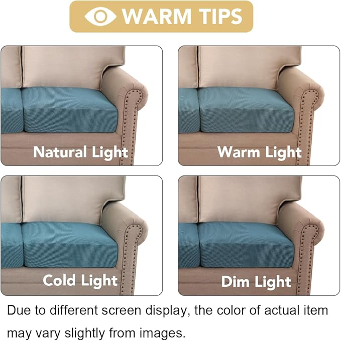 H.VERSAILTEX Super Stretch Individual Seat Cushion Covers Sofa Covers Couch Cushion Covers Slipcover Sets Thick Jacquard Textured Twill Fabric (1 Piece Sofa Cushion Cover, Storm Blue)