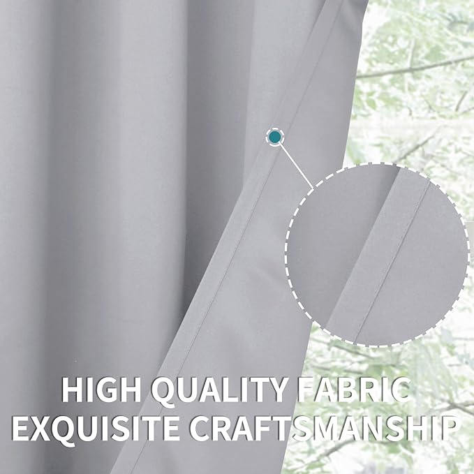 BGment Room Darkening Curtains for Bedroom - Grommet Thermal Insulated Window Treatments Light Blocking Curtains for Living Room, Set of 2 Panels, Each 46 x 54 Inch, Light Grey