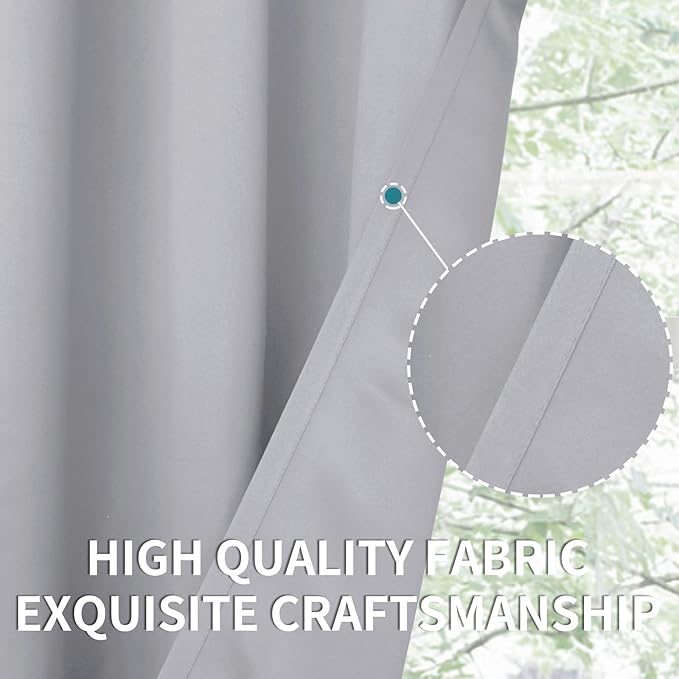 BGment Room Darkening Curtains for Bedroom - Grommet Thermal Insulated Window Treatments Light Blocking Curtains for Living Room, Set of 2 Panels, Each 46 x 63 Inch, Light Grey