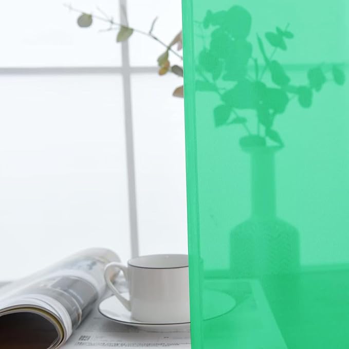 SpaceDresser Basic Rod Pocket Sheer Voile Window Curtain Panels Grass Green 1 Pair 2 Panels 52 Width 90 Inch Long for Kitchen Bedroom Children Living Room Yard（Grass Green, 52W x 90L）