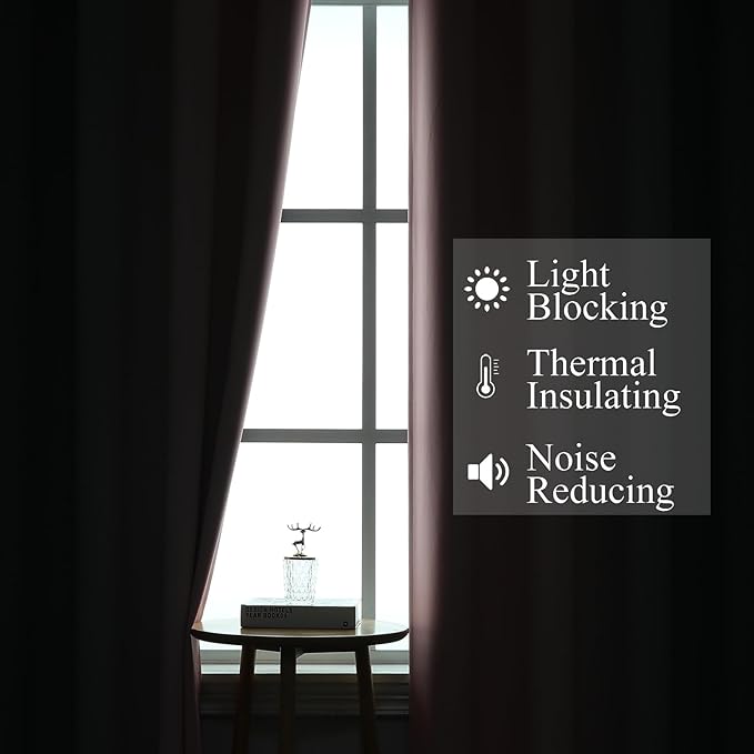Pink and Grey Blackout Curtains 84 inches Long,Ombre Full Room Darkening Window Curtains for Living Room,Grommet Thermal Insulated Drapes,Light Blocking Curtains for Girls Bedroom,42x84 Inch, 2 Panels