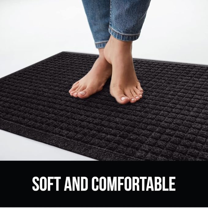 GORILLA GRIP® Ultra Absorbent Front Door Mat Outside Entrance, Traps Dirt and Moisture, HydroABSORB Indoor Outdoor Doormat Holds 1.7 Cups Water, Stain and Fade Resistant Welcome Mat 2 Pack 29x17 Black