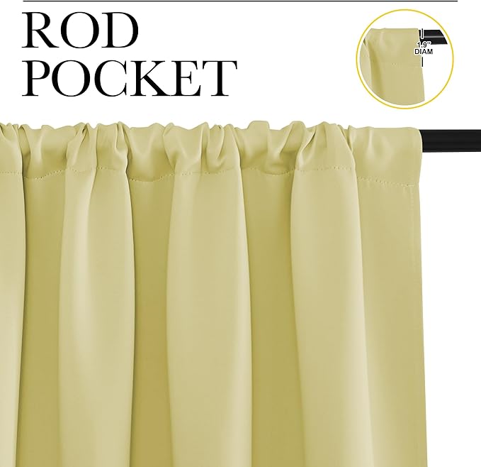 NICETOWN RV Blackout Curtains for Camper Windows, Paler Yellow, 29" Wide by 50" Long, 2 PCs, Short Blackout Curtains & Drapes, Thermal Insulated Blackout Curtain Panels for Kids Room, Play Room