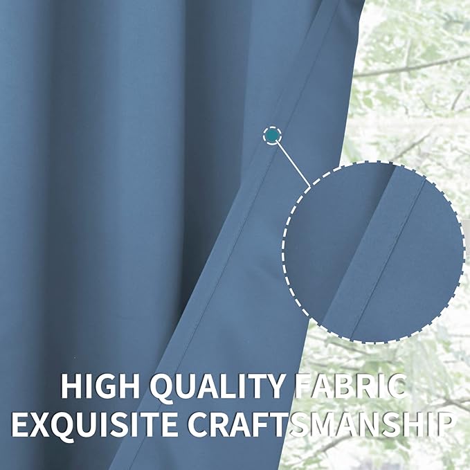 BGment Blackout Curtains for Bedroom - Grommet Thermal Insulated Room Darkening Curtains for Living Room, Set of 2 Panels, Each 46 x 72 Inch, Faded Denim