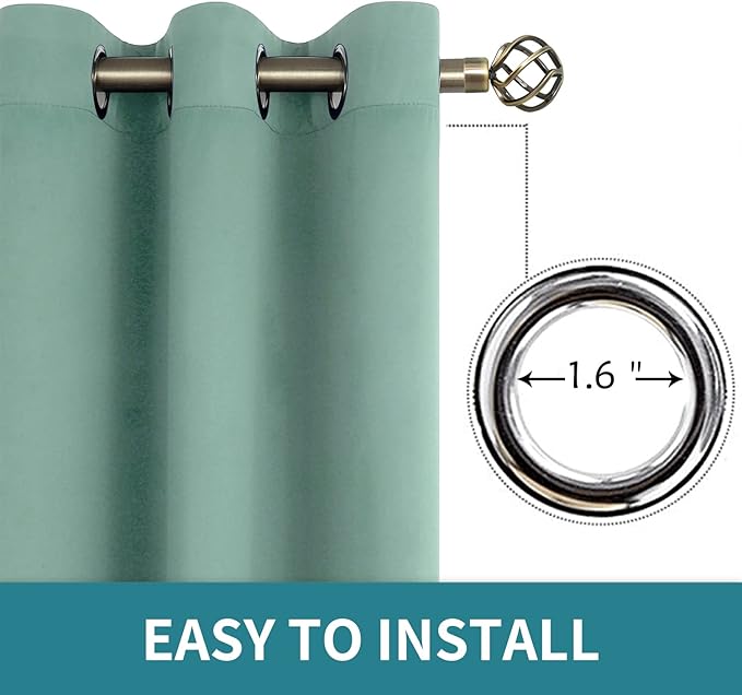 BGment Blackout Curtains - Grommet Thermal Insulated Room Darkening Bedroom and Living Room Curtains, Set of 2 Panels (52 x 45 Inch, Frosty Green)