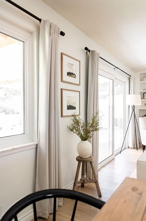 100% Blackout Shield Linen Blackout Curtains for Bedroom 120 Inches Long, Back Tab/Rod Pocket Living Room Drapes, Thermal Insulated Blackout Curtains 2 Panels Set, 50" W x 120" L,Cream