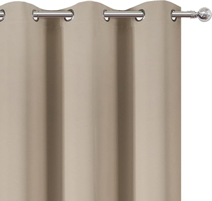 LEMOMO Khaki Thermal Blackout Curtains/42 x 95 Inch/Set of 2 Panels Room Darkening Curtains for Bedroom