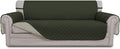 Easy-Going 4 Seater Sofa Slipcover Reversible Sofa Cover Water Resistant Couch Cover with Foam Sticks Elastic Straps Furniture Protector for Pets Children Dog Cat (XX-Large, Army Green/Beige)