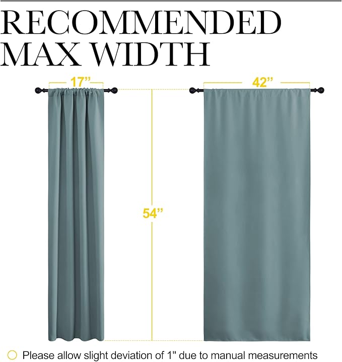 NICETOWN Greyish Blue Blackout Curtains Panels for Window, Thermal Insulated Rod Pocket Blackout Drapes/Draperies for Living Room (2 Panels, W42 x L54 inches)