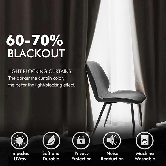 MIULEE 90 Inches Velvet Curtains Beige Elegant Grommet Curtains Thermal Insulated Soundproof Room Darkening Curtains/Drapes for Classical Living Room Bedroom Decor 52 x 90 Inch Set of 2