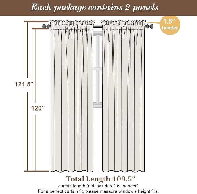 Chyhomenyc Extra Long Sheer Curtains 120 Inches Long 2 Panels Set, Light Filtering Voile Curtain Drapes for Floor to Ceiling Window Patio Sliding Door, 10FT, Aqua
