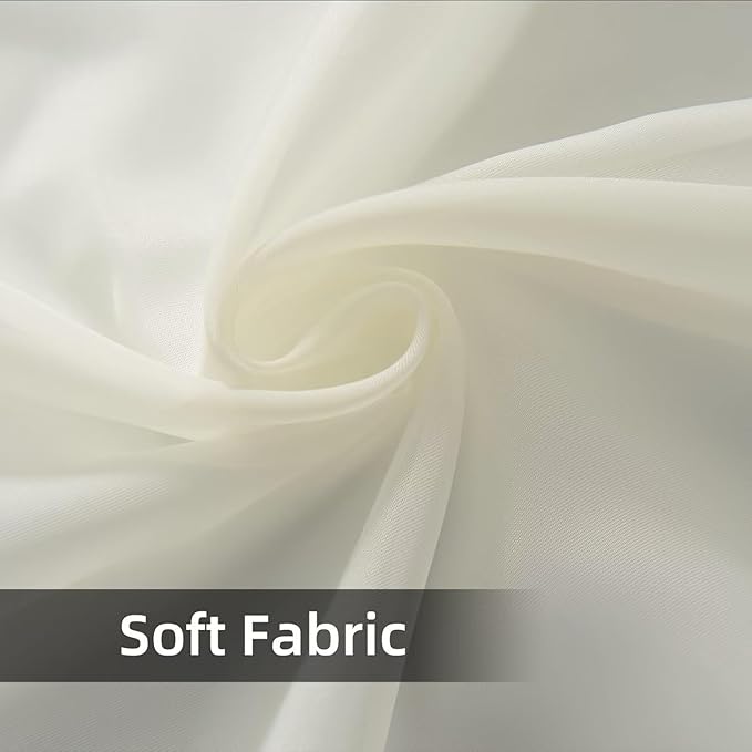 youleyar Solid Sheer Rod Pocket Curtain Voile Draperies 4 Panels Ivory Beige Black Grey Coffee 52 Inch Width 90 Inch Long 1 Pair for Kitchen Bedroom Children Living Room Yard(Ivory,52Wｘ90L)