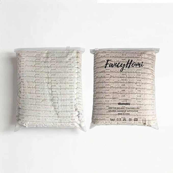 Fancy Homi 4 Packs Neutral Small Decorative Throw Pillow Covers 14x14 Inch for Living Room Couch Bed Sofa, Rustic Farmhouse Boho Home Decor, Soft Plush Striped Corduroy Square Cushion Case 35x35 cm