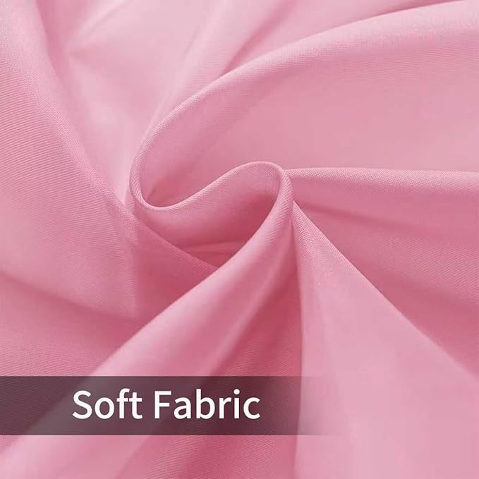 youleyar Solid Sheer Rod Pocket Curtain Voile Draperies 2 Panels White Beige Black Grey Coffee 52 Inch Width 108 Inch Long 1 Pair for Kitchen Bedroom Children Living Room Yard (Pink, 52Wx108L)
