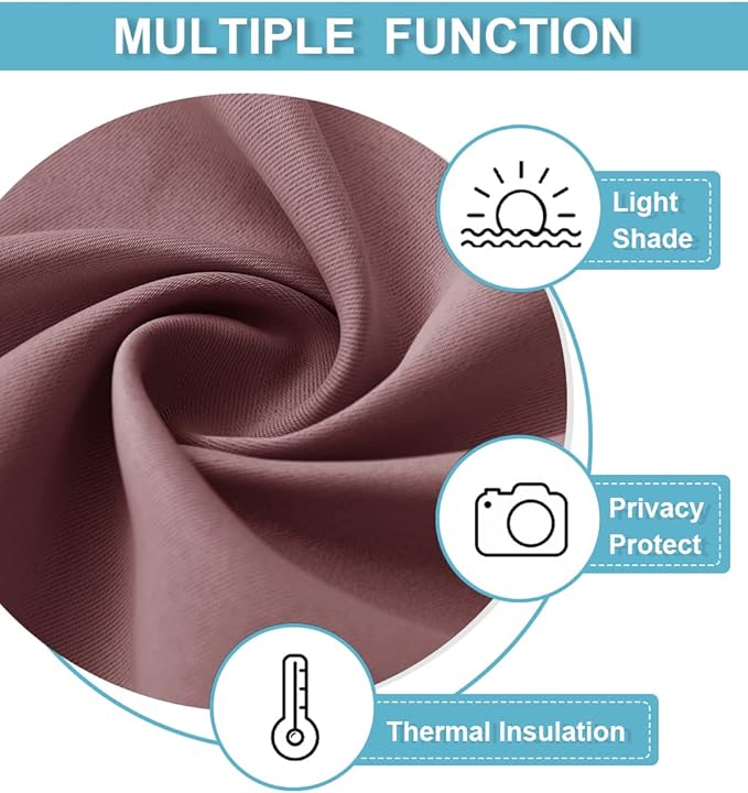 RYB HOME Blackout Curtains for Bedroom 84 inches Long 2 Panels Set, Privacy Thermal Insultaed Sunlignt Heat Blocking Drapes for Nursery Rental Room, Width 42 by Length 84, Dusty Rose