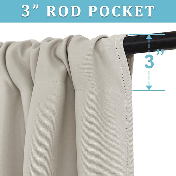 RYB HOME Cafe Curtains 30 inch Length, Short Light UV Heat Blocking Energy Saving Privacy Curtain Tiers for Basement Bathroom Kitchen Window, Width 29 by Length 30, Natural, 2 Panels