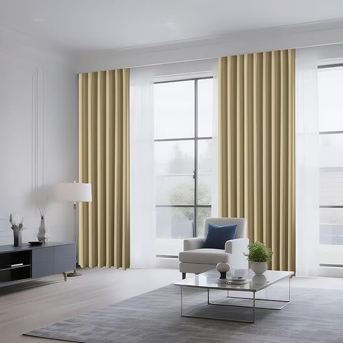 Joydeco Blackout Curtains for Bedroom 72 inch Long 2 Panels, Thermal Insulated Room Darkening Curtains with Grommets, Soft Window Drapes for Living Room (W52 x L72 Inch, Beige)