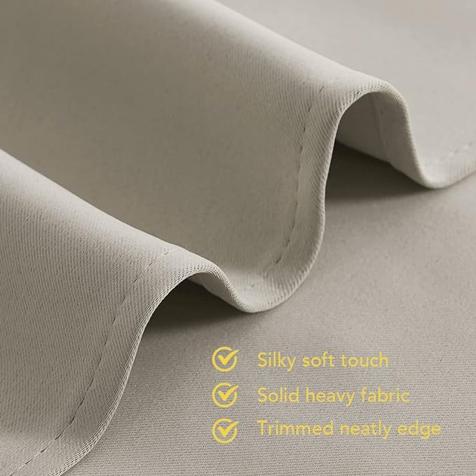 NICETOWN Blackout Draperies Curtains for Kids Room, Window Treatment Thermal Insulated Solid Grommet Blackout Drape Panels for Bedroom (Natural, Set of 2, 70 by 84 inches)