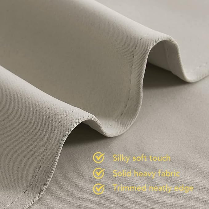 NICETOWN Natural Blackout Curtains Panels for Bedroom, 2 Panels, 52 x 92 Inch, 3 Pass Microfiber Noise Reducing Thermal Insulated Solid Ring Top Blackout Window Drapes