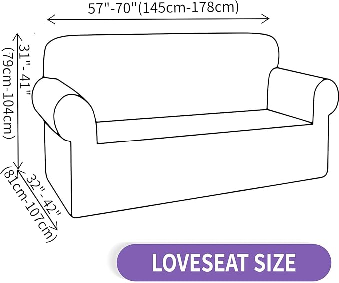 ZNSAYOTX Super Stretch Loveseat Covers (57"-70"), New Striped Love Seat Slipcover, Dogs Pet Friendly Anti-Slip Couch Protector Spandex Durable 2 Seater Fabric Sofa Cover (Dark Grey, Loveseat)