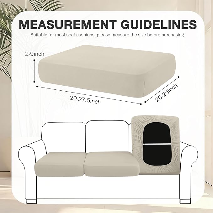 hyha 14Pcs Patio Cushion Covers, Stretch Outdoor Couch Cushion Covers Replacement, Washable Outdoor Chair/Sofa Slipcovers for Patio Furniture Cushions Protector with Elastic Bottom(Taupe,Cover Only)