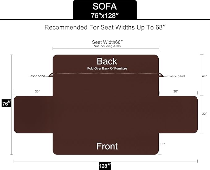 U-NICE HOME Reversible Sofa Cover Couch Cover for Dogs with Elastic Straps Water Resistant Furniture Protector for Pets Couch Cover for 3 Cushion Couch (Sofa, Black/Black)