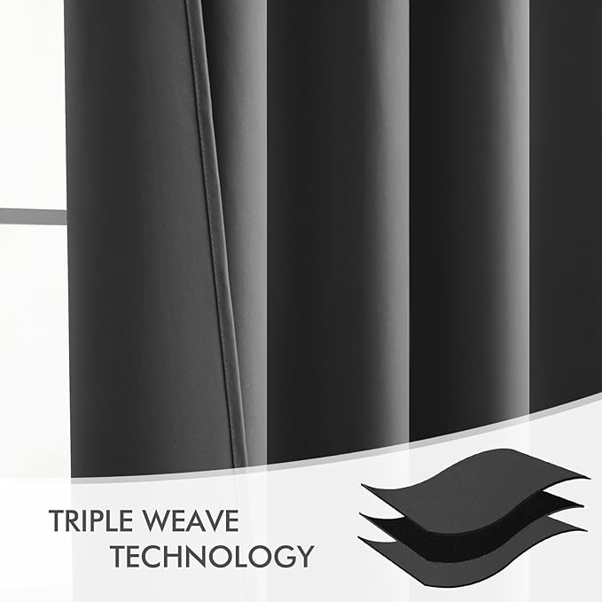 MIULEE Back Tab Grey Blackout Curtains 108 Inch Long 2 Panels Set for Living Room Bedroom Privacy, Rod Pocket/Pinch Pleated Extra Long Thermal Insulated Room Darkening Light Blocking Curtains/Drapes