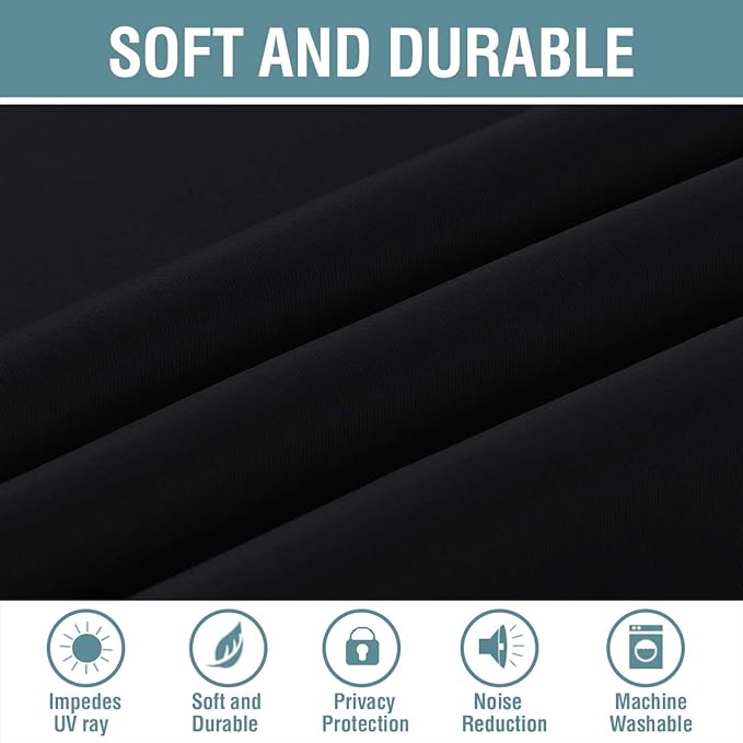 H.VERSAILTEX Blackout Curtain for Living Room Thermal Insulated Window Treatment Curtain Extra Long 108 inch Length Energy Saving Solid Grommet Top Blackout Drape, One Panel, Jet Black, 52"W x 108"L
