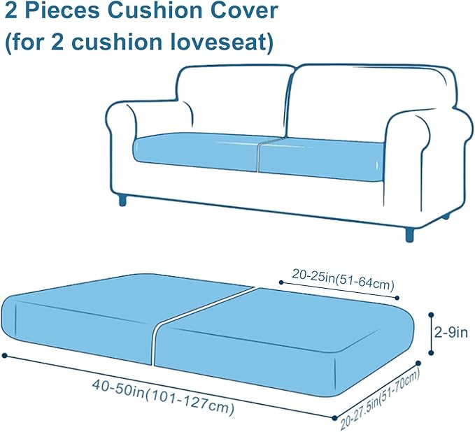 Smiry Printed Couch Cushion Covers, Stretch Soft Couch Covers for Sofa, Washable Non-Slip Sofa Slipcover Furniture Protector for Indoor and Outdoor (2 Pack, Orange)